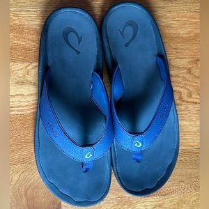 Olukai Ohana Black /Blue Flip-flops Excellent Condition Sz 14| Men’s Worn 1x